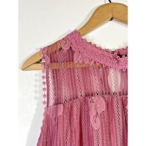 Xhilaration Tunic Tank Top Pink Lace Crochet XL Romantic Soft Girl Feminine Core - Picture 5 of 14